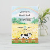 Neutrale Koe RegenboogBaby shower Kaart (Staand voorkant)