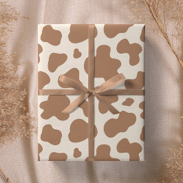 Neutrale koeienprint western cowboy beige bruin cadeaupapier
