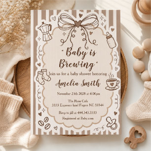 Neutrale koffie baby shower uitnodiging