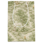 Neutrale Konijn Beer Picknick Bloemetuin (1) Medium Cadeauzakje (Voorkant)