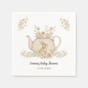 Neutrale Konijn & Bloemearrangement Theepot Baby S Servet