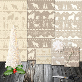 Neutrale Kraft beige Winter Dieren in het noordeli Inpakpapier Vel