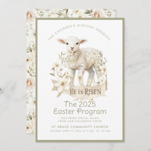 neutrale lamp | uitnodiging voor het paasprogramma (Voorkant / Achterkant)