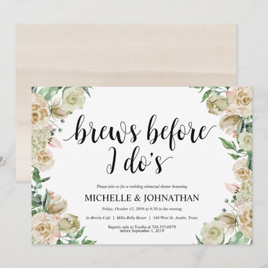 Neutrale lente-bruiloft repetitie binnenste uitnod kaart (Voorkant / Achterkant)