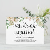 Neutrale lente bruiloft repetitie diner uitnodigin kaart (Staand voorkant)