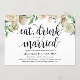 Neutrale lente bruiloft repetitie diner uitnodigin kaart