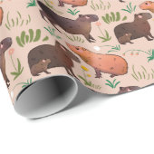Neutrale lente-kleurenpatroon met het Capybara Cadeaupapier (Rol Hoek)