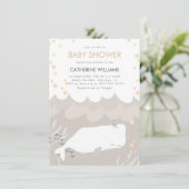 Neutrale Leuke Witte Walvis Baby shower Uitnodigin Kaart (Staand voorkant)