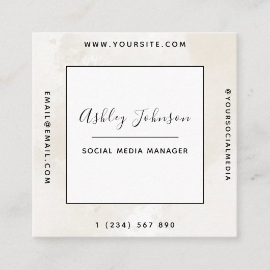 Neutrale lichtbeige pasta-marmer QR-code reinigen Vierkante Visitekaartje (Voorkant)