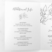 Neutrale Lijn Kunst Bloemige Elegante Trouwdag Drieluik Uitnodiging (Binnenzijde eerst)