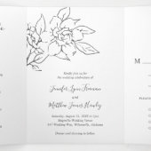 Neutrale Lijn Kunst Bloemige Elegante Trouwdag Drieluik Uitnodiging (Binnenkant midden)