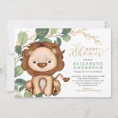 Neutrale Lion Soft Greenery Gold Baby shower Kaart (Voorkant)