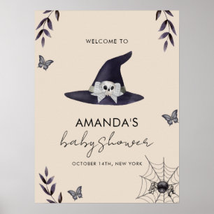 Neutrale Little Boo Heksenhoed Baby Shower Welkom Poster