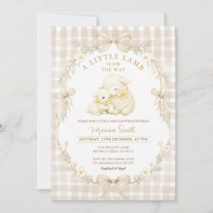 Neutrale Little Lamb Baby Shower Uitnodiging