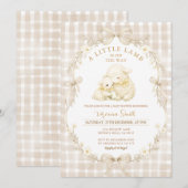 Neutrale Little Lamb Baby Shower Uitnodiging (Voorkant / Achterkant)