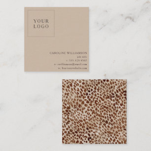 Neutrale Luipaardprint Minimalistische Boekhandel Vierkante Visitekaartje