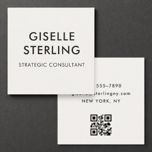 Neutrale Luxe Minimale Typografie QR-code Vierkante Visitekaartje