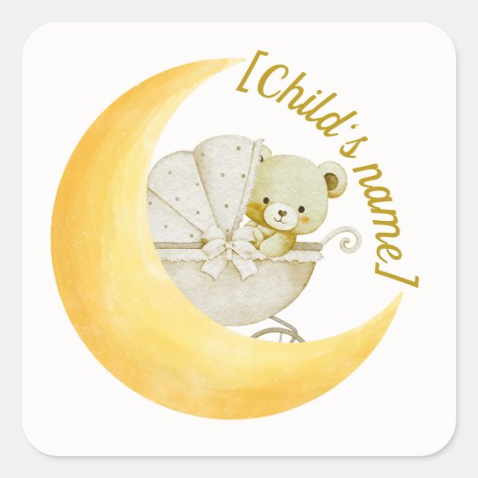 Neutrale Maan Baby Shower Envelop Sticker Bewerkba (Voorkant)