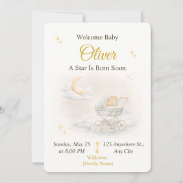Neutrale Maan Baby Shower Uitnodiging Bewerkbaar