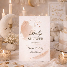 Neutrale maan droomland baby shower uitnodiging