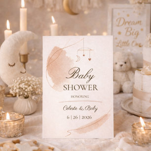 Neutrale maan droomland baby shower uitnodiging