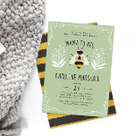 Neutrale mamma om Baby drive-up Shower in te nemen Kaart<br><div class="desc">Eet de mama en de baby om te zijn met deze groene,  genderneutrale uitnodiging,  slim spel op woorden en mooie bijenillustratie met rondjes en bloemdetails plus elegante typografie. De tekst is gemakkelijk te personaliseren en voor nog meer douaneopties gebruik de pas verdere verbinding voor totale ontwerpcontrole aan.</div>