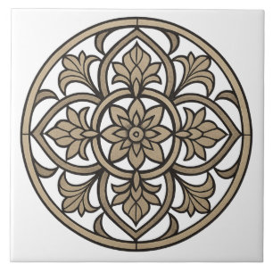 Neutrale Mandala in beige keramische tegel Tegeltje