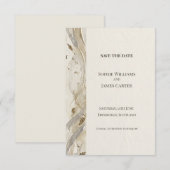 Neutrale marmeren Save The Date kaart (Voorkant / Achterkant)