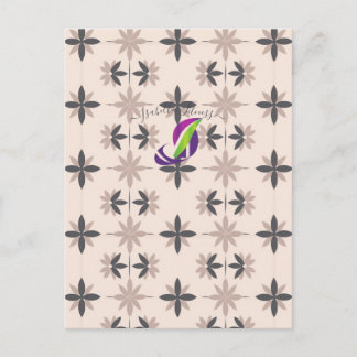 Neutrale mid-century modern geometrische bloempatr briefkaart