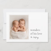 Neutrale Minimal Twins Vakantie Geboorteaankondigi Feestdagenkaart (Voorkant)