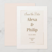 Neutrale minimale beige bruiloft kaart (Voorkant / Achterkant)