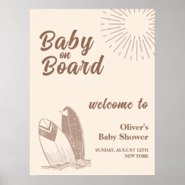 Neutrale Minimale Boho Surfplank Baby Shower Welko Poster