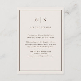 Neutrale Minimale Chic Rand Trouwgast Details Informatiekaartje