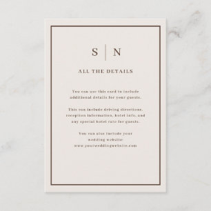 Neutrale Minimale Chic Rand Trouwgast Details Informatiekaartje