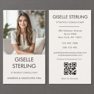 Neutrale minimale QR-code foto modern Visitekaartje