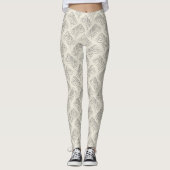 Neutrale Minimalistische Bladpatroon Leggings (Voorkant)