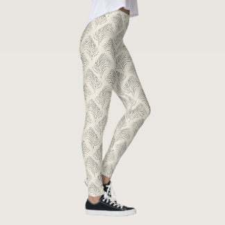Neutrale Minimalistische Bladpatroon Leggings