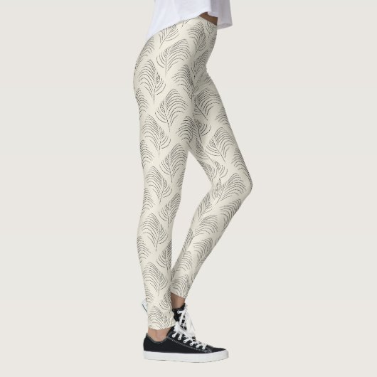 Neutrale Minimalistische Bladpatroon Leggings (Rechts)