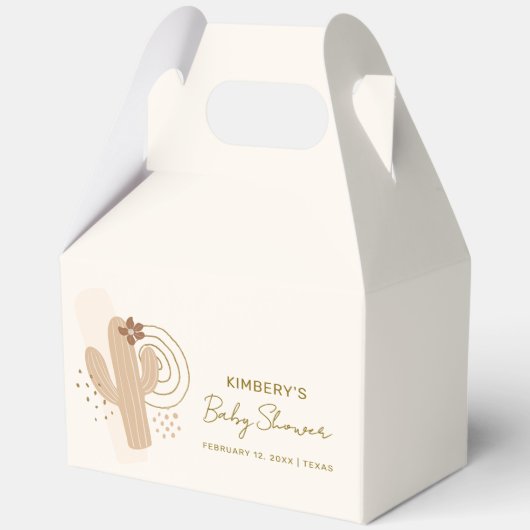 Neutrale minimalistische Boho Desert Cactus Baby s Bedankdoosjes (Achterkant)