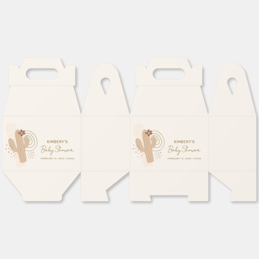 Neutrale minimalistische Boho Desert Cactus Baby s Bedankdoosjes (Ongevouwen)