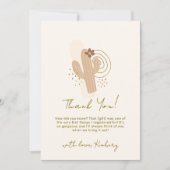 Neutrale minimalistische Boho Desert Cactus Baby s Bedankkaart (Voorkant)