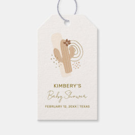 Neutrale minimalistische Boho Desert Cactus Baby s Cadeaulabel