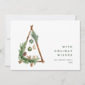 Neutrale minimalistische Boho Kerst Compositie Hol Feestdagenkaart (Voorkant)