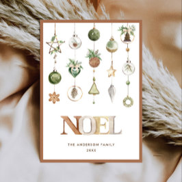 Neutrale minimalistische Boho Kerst Compositie Hol Feestdagenkaart