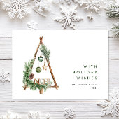 Neutrale minimalistische Boho Kerst Compositie Hol Feestdagenkaart