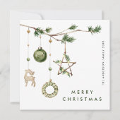 Neutrale minimalistische Boho kerstcompositie Feestdagenkaart (Voorkant)