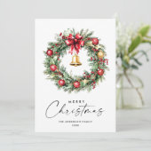 Neutrale minimalistische Boho kerstcompositie Feestdagenkaart (Staand voorkant)