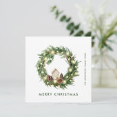 Neutrale minimalistische Boho kerstcompositie Feestdagenkaart (Staand voorkant)