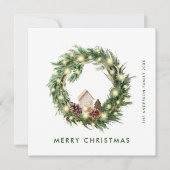 Neutrale minimalistische Boho kerstcompositie Feestdagenkaart (Voorkant)