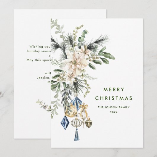 Neutrale minimalistische Boho kerstcompositie Feestdagenkaart (Voorkant / Achterkant)